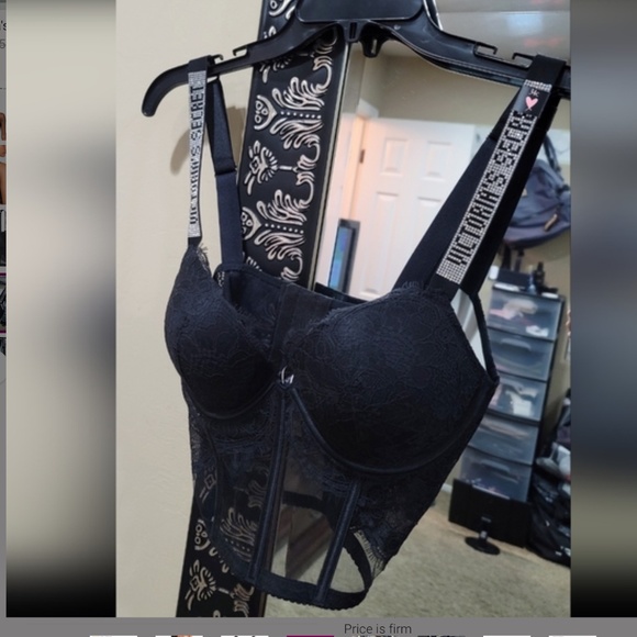 Victoria’s Secret Shine Strap Push Up Corset Top in Black size 32B NWT - Picture 4 of 7